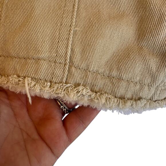 Suzanne Betro Denim Jacket Women Plus SZ 4X Khaki Chambray Beige Classic Frayed - Picture 6 of 16